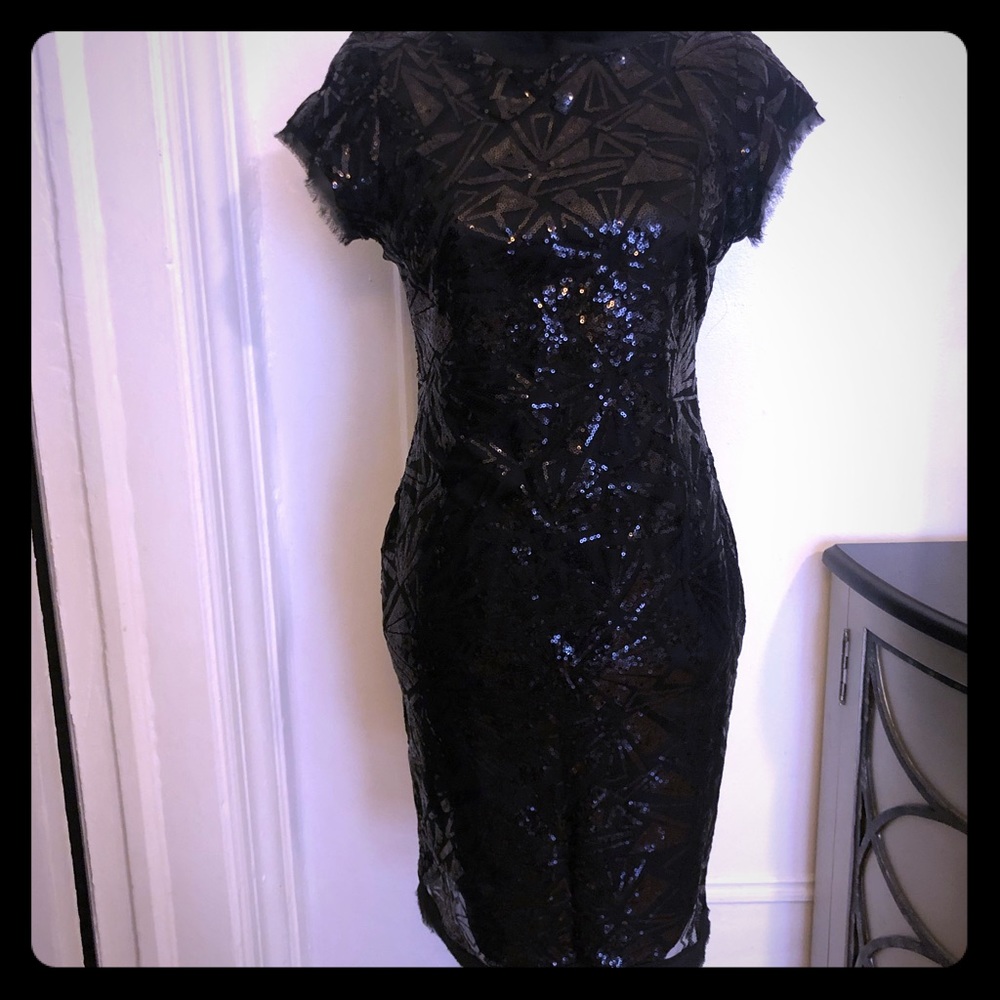 Vince Camino Sequined Dress Black Sz 6